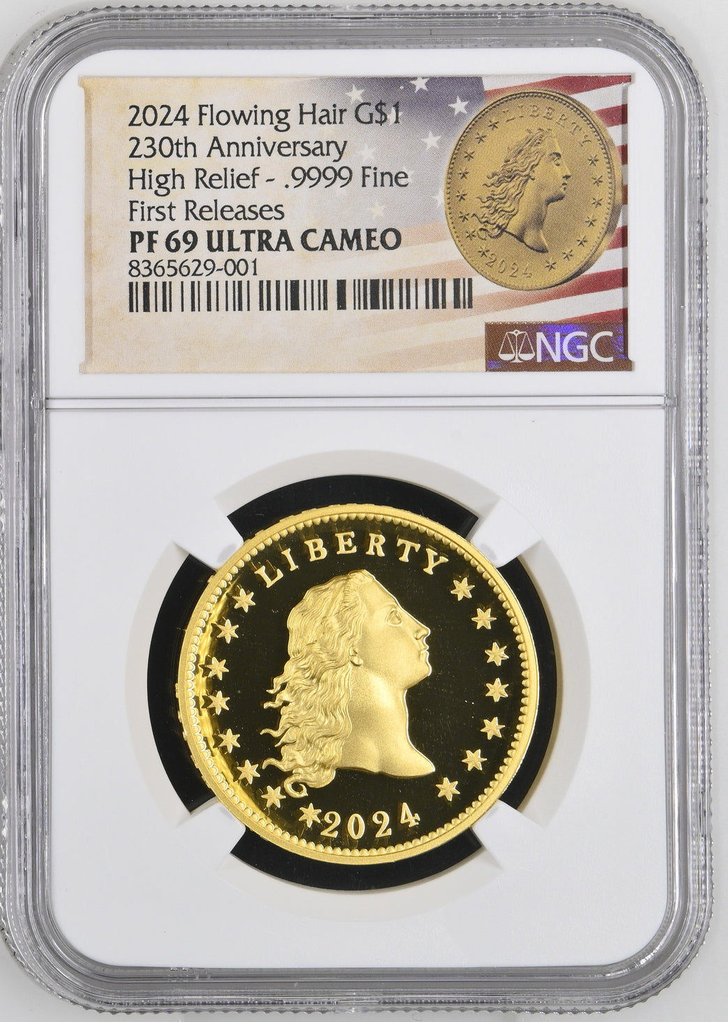 2024 W Proof Gold Flowing Hair Coin - OGP - NGC Graded PF69 UCAM!