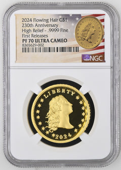 2024 W Proof Gold Flowing Hair Coin - OGP - NGC Graded PF70 UCAM!