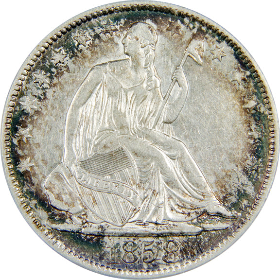 1858-O Seated Liberty Half Dollar 50c - AU53 - ANACS Graded