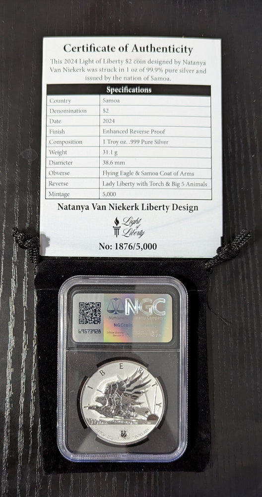 2024 Light of Liberty Somoa $2 - NGC PF70 Enhanced Reverse 1 Oz Silver!