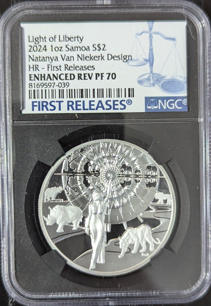 2024 Light of Liberty Somoa $2 - NGC PF70 Enhanced Reverse 1 Oz Silver!