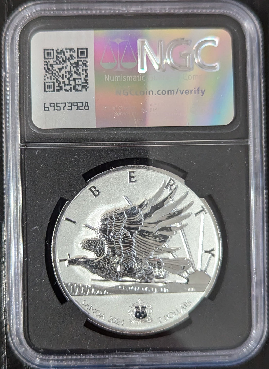 2024 Light of Liberty Somoa $2 - NGC PF70 Enhanced Reverse 1 Oz Silver!