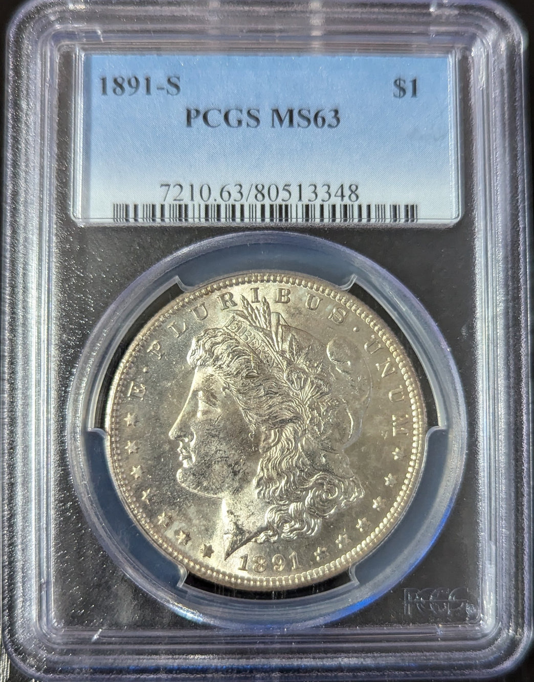 1891-S Morgan Silver Dollar, PCGS MS63 Uncirculated