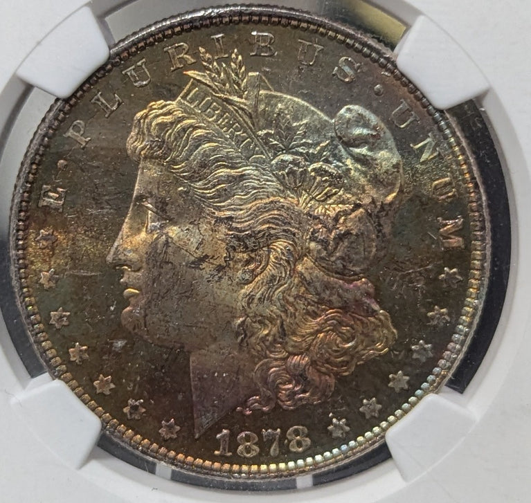 1878-P 8 TF Morgan Silver Dollar, NGC MS62 Uncirculated - Proof-Like Monster Toner!