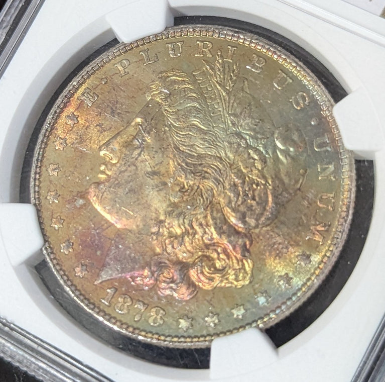 1878-P 8 TF Morgan Silver Dollar, NGC MS62 Uncirculated - Proof-Like Monster Toner!