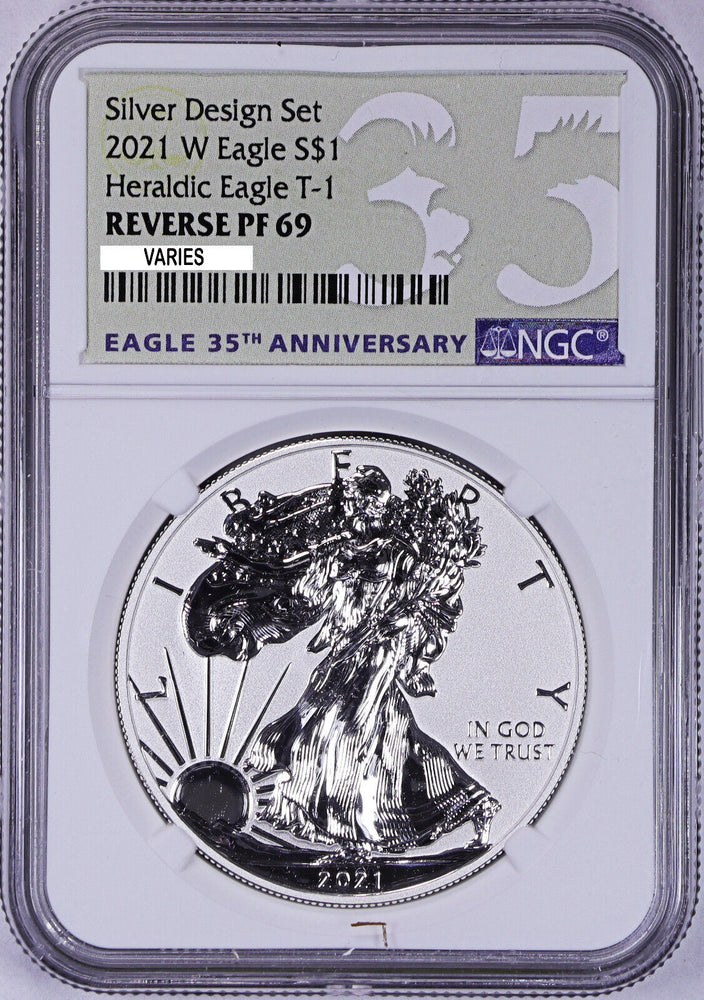 2021-W American Silver Eagle Reverse Proof Designer Set - Type 1 - NGC PF69